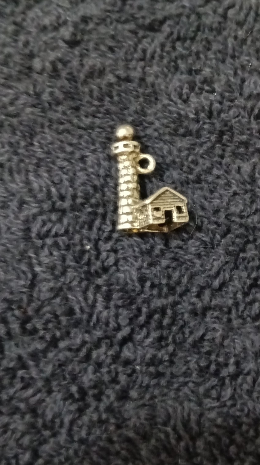 Silver Tone Lighthouse House Dangle Charm Nautical Metal Pendant