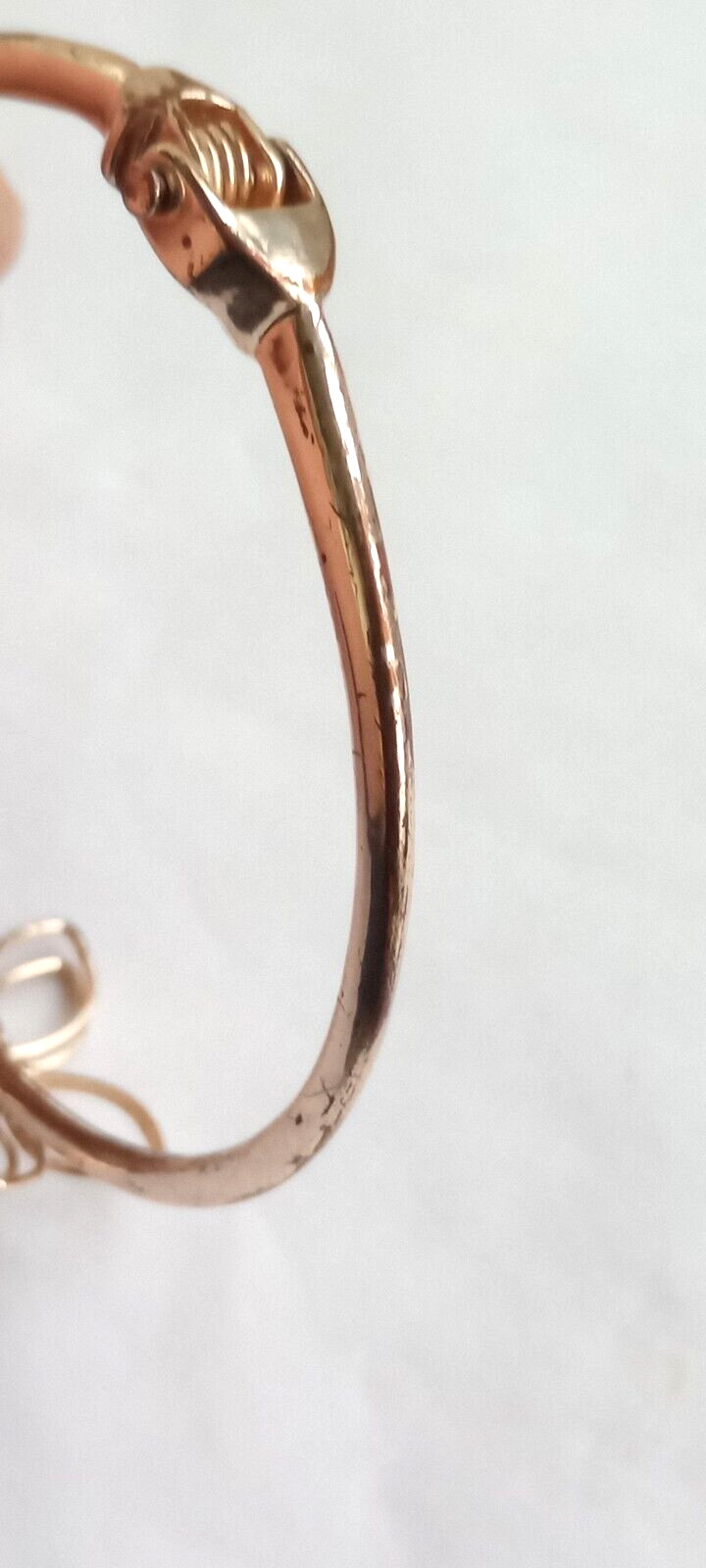 Flower Hinged Bangle Bracelet Modernist Minimalist Open Work Rose Gold Tone 6-8