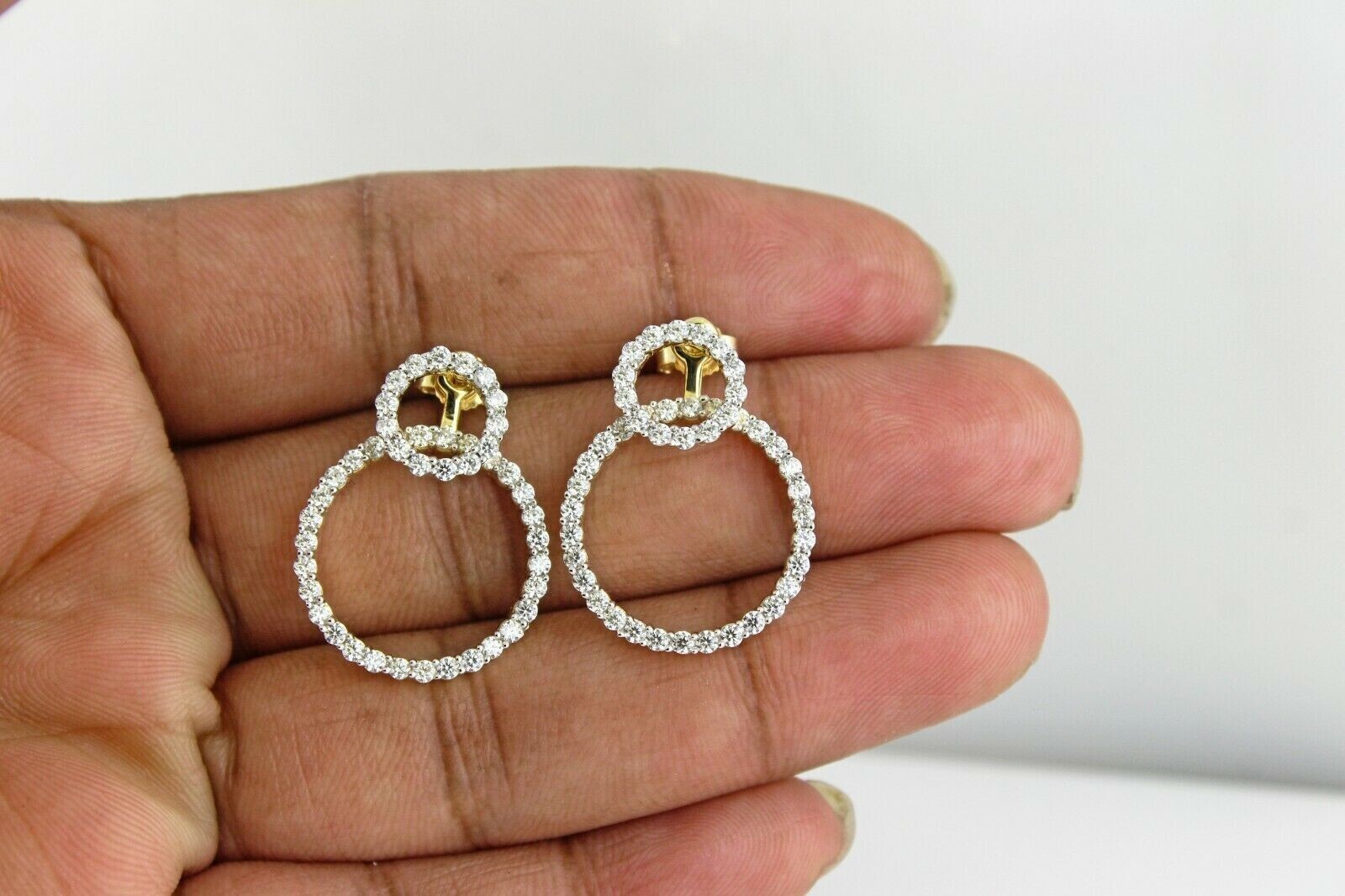 925 Silver Round Cut Simulated Diamond Drop Earrings In 14k Yellow Gold Plated