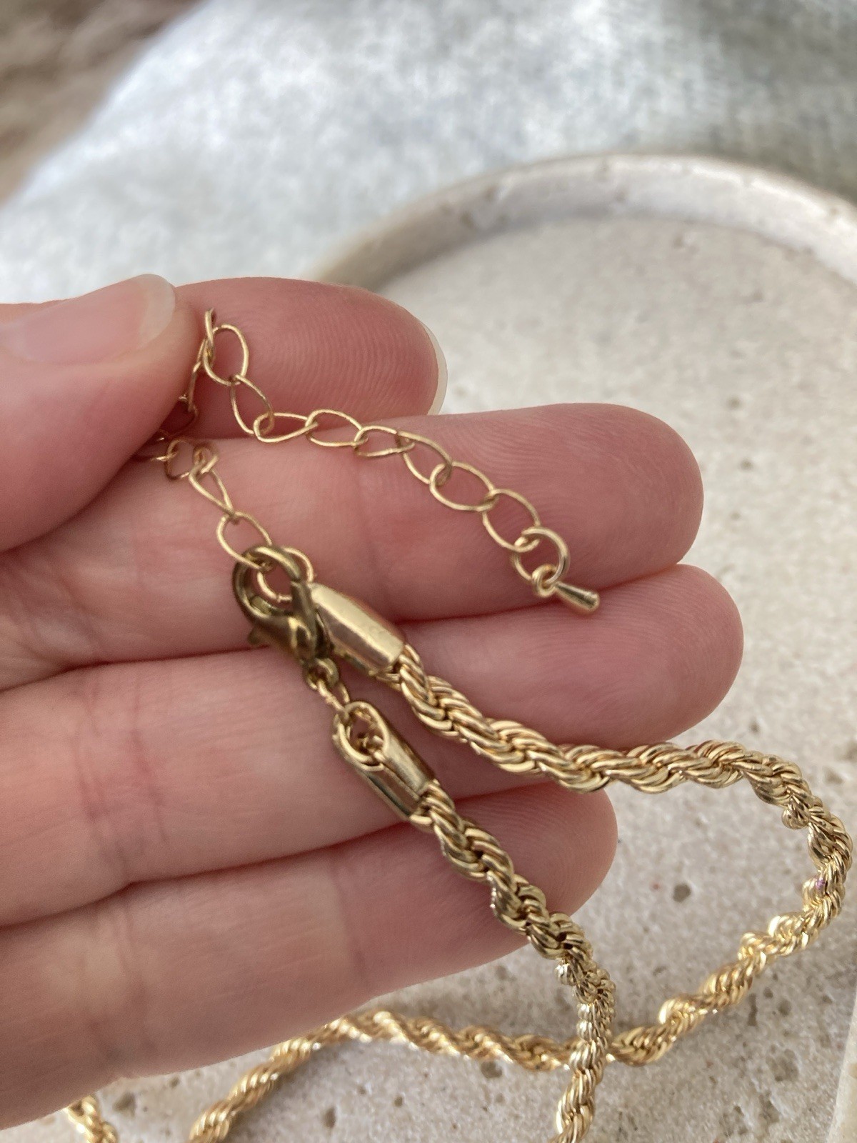 Gold Tone Rope Chain Necklace Twisted Link Classic Layering Collar Glam Couture