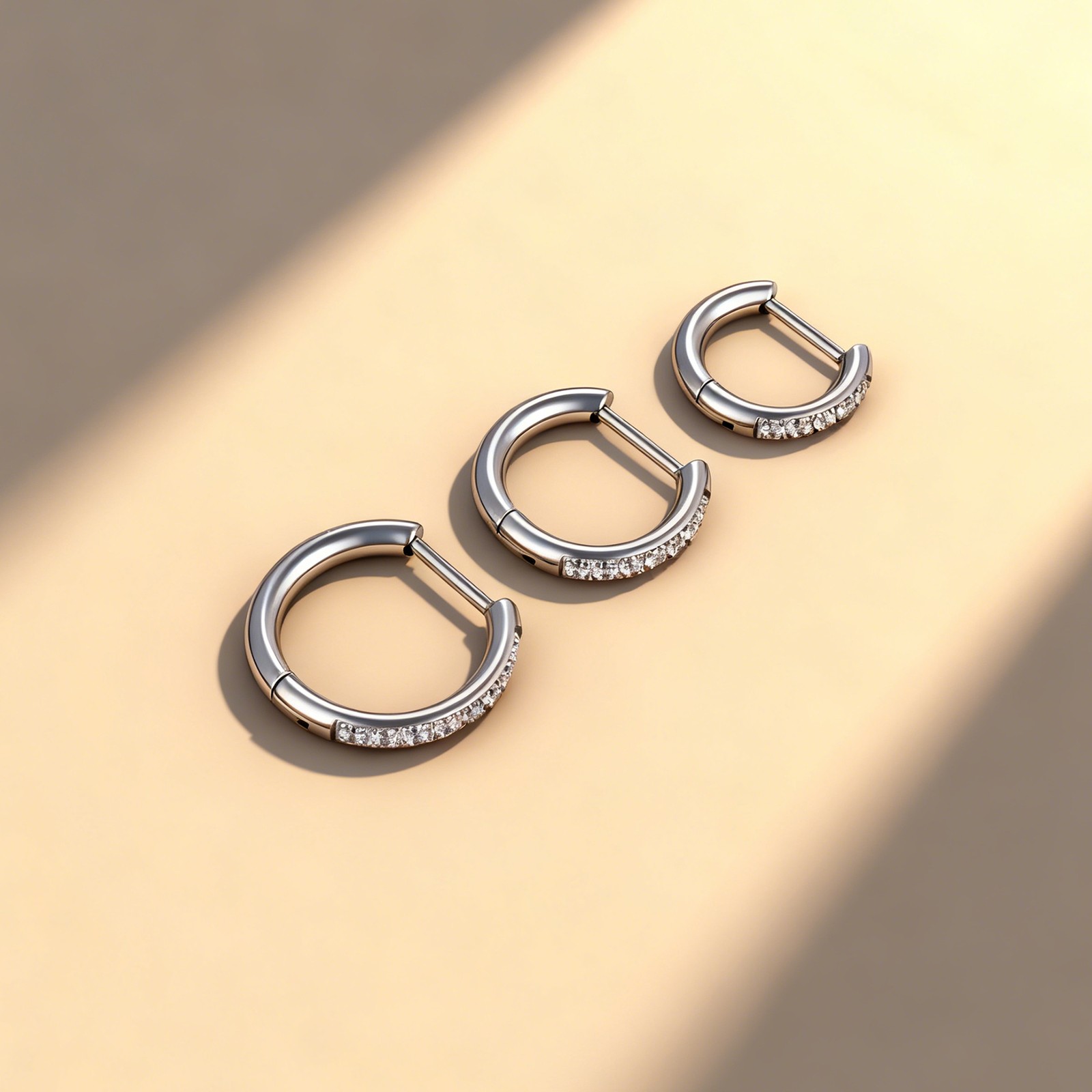 1 Pair 18G Titanium Steel Hoop Earrings CZ Ear Helix Cartilage Piercing Earrings