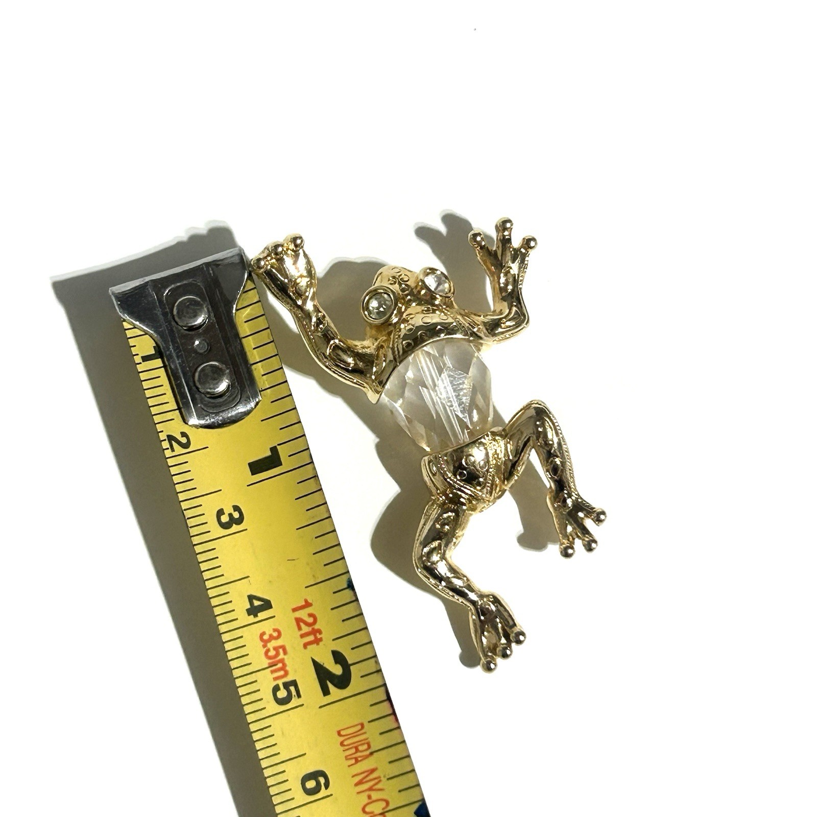 Rare Swarovski Gold Tone / Crystal Frog Pendant – 2 1/8 in – Beautiful Condition