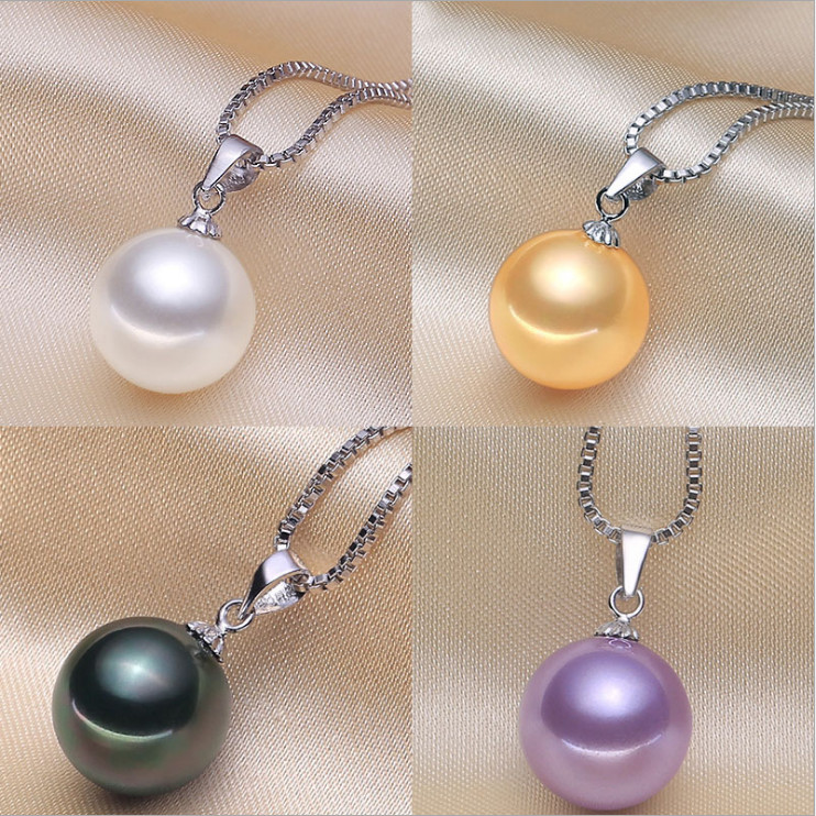 Tahitian SHELL Pearl 8/10/12/14/16mm pendant 925 Silver 18″ Necklace gift PE33