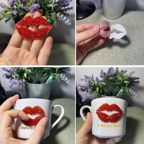 Red Lip Rhinestone Decals for Car Interior and Exterior, Laptop Style: Red Lip