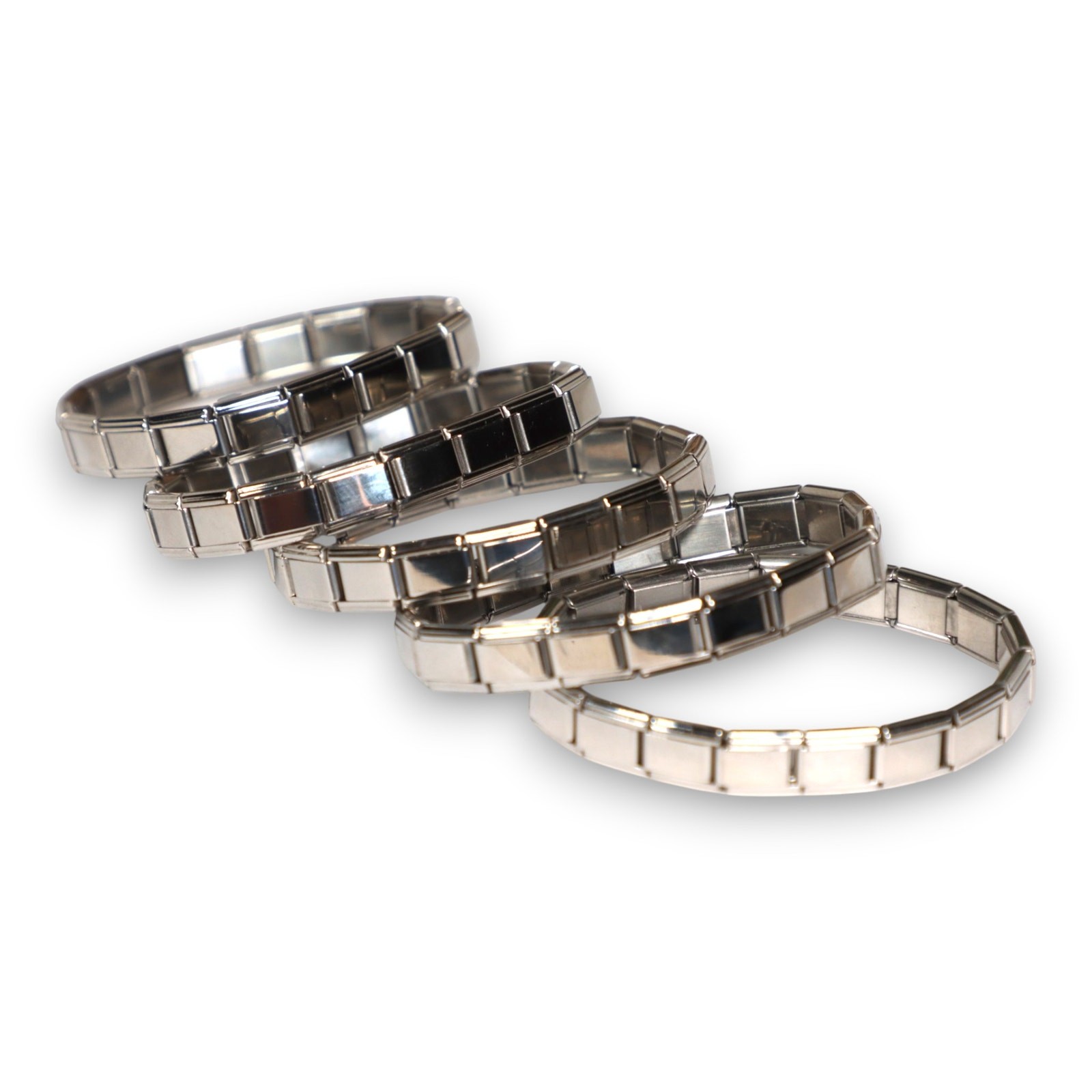 Italian Link 5pc Set Blank Starter Charm Bracelets Stailness Steel 18 Link 9mm
