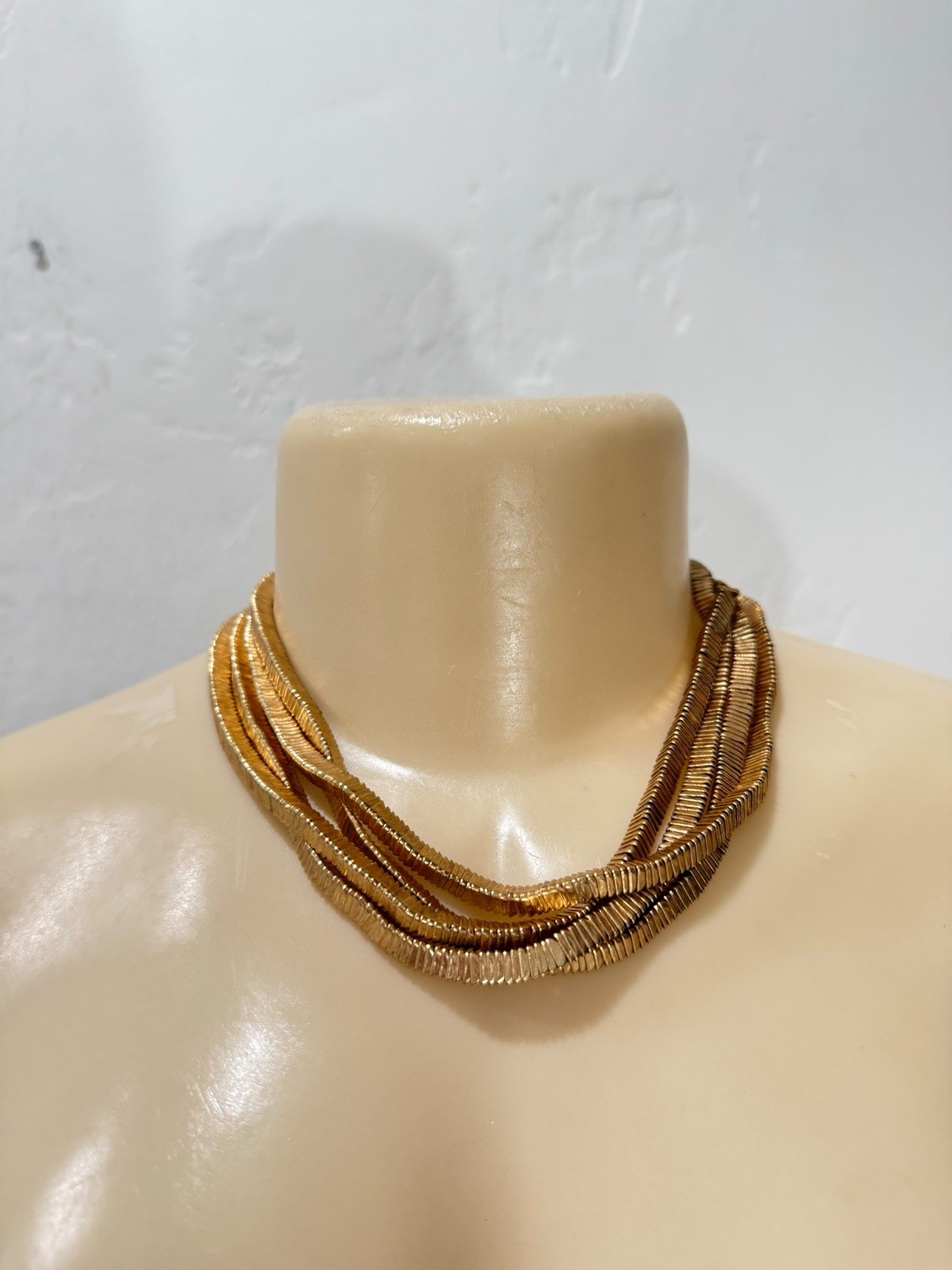 New Zara Woman Gold Multi Strand Metal Choker Necklace Chunky Statement Size M