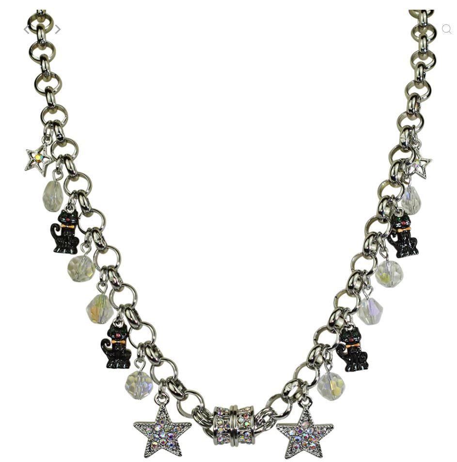 KIRKS FOLLY Halloween ALL HALLOW’S EVE BLACK CAT CHARM NECKLACE ST #5