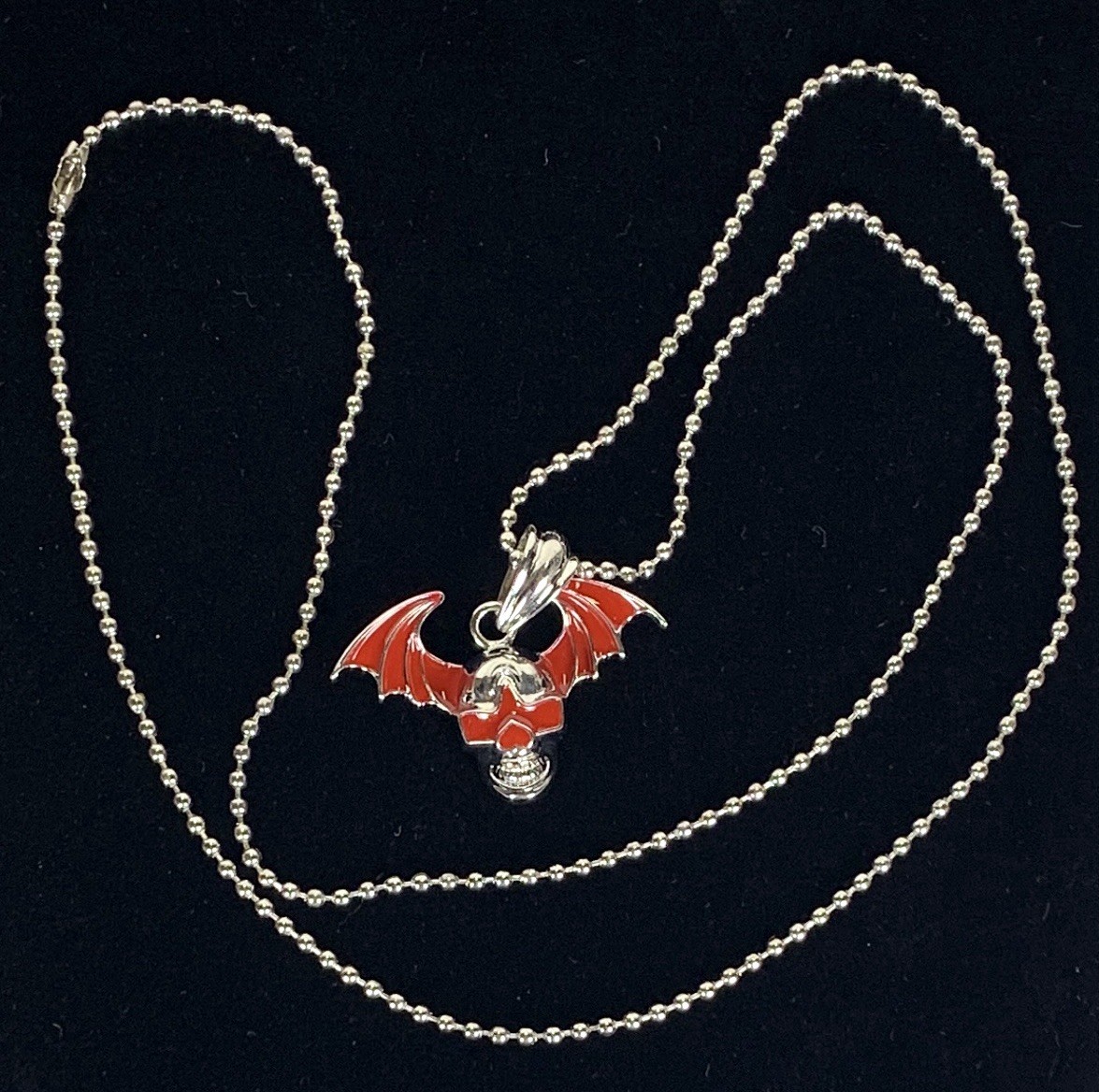 Dracula Cross Skull Vampire Bat Pendants Ball Chain Set of 2 Necklaces a