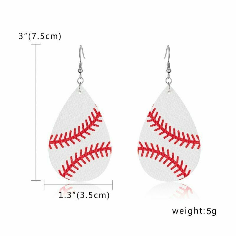 **CLEARANCE** PU Leather baseball, basketball earrings – fish hook style