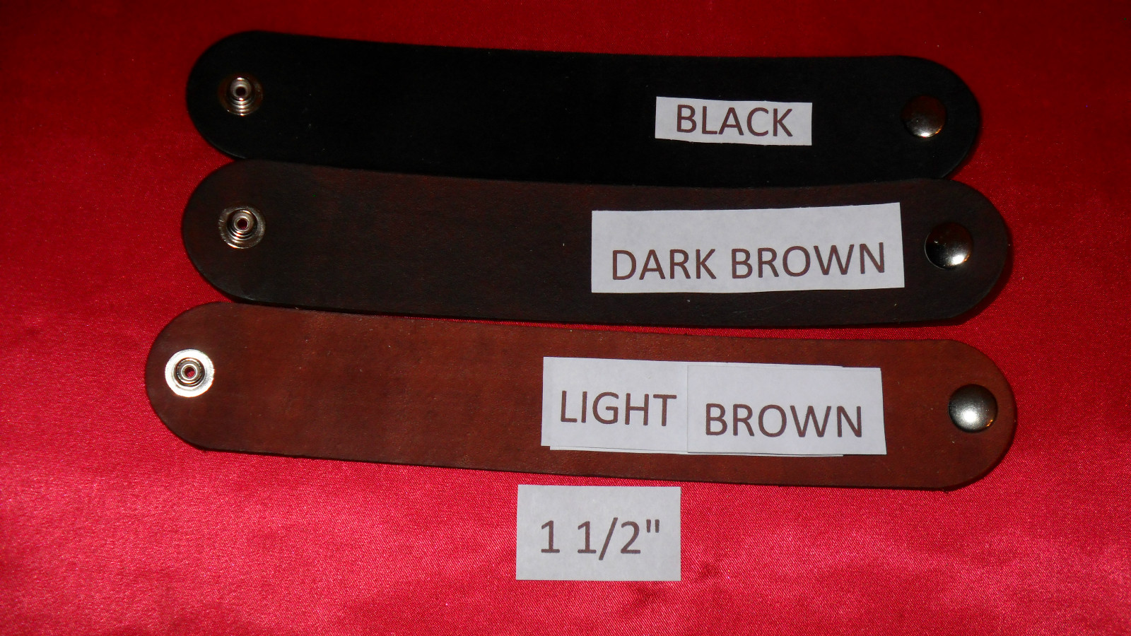 #BR1.5 TEN TWO SNAP1 1/2″ WIDE dyed top & sides! LEATHER BRACELETS
