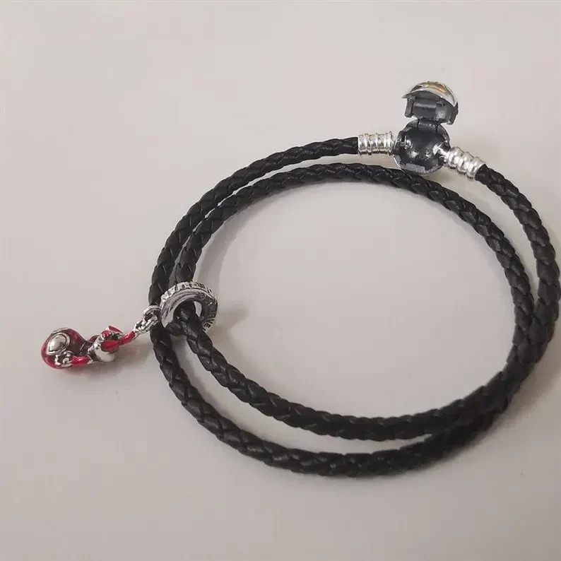 P genuine hanging spider-man double loop braided leather bracelet set