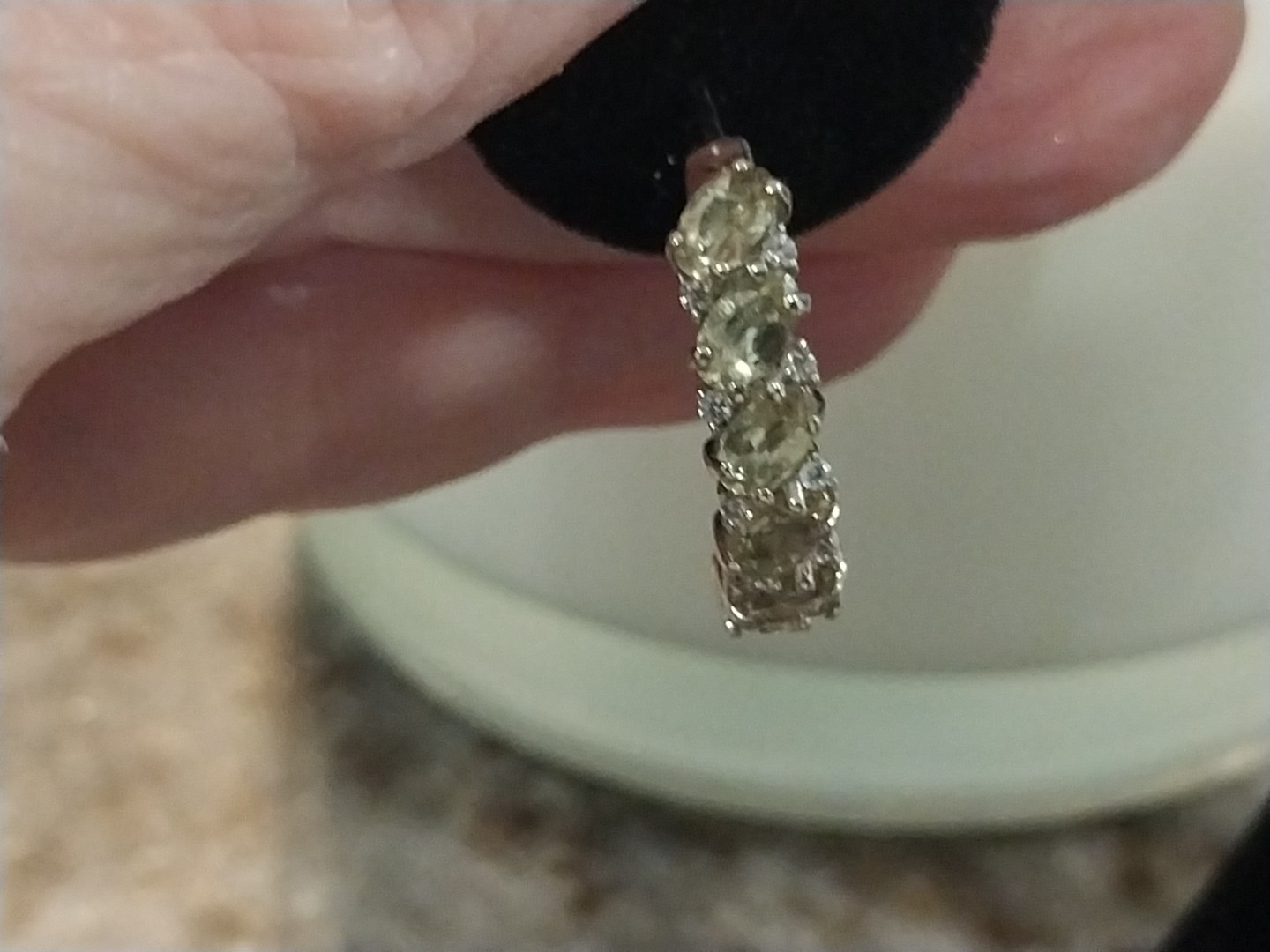 Madagascar Yellow Apatite, White Zircon Hoop Earrings/Plat/Sterling, TCW=3.75 ct