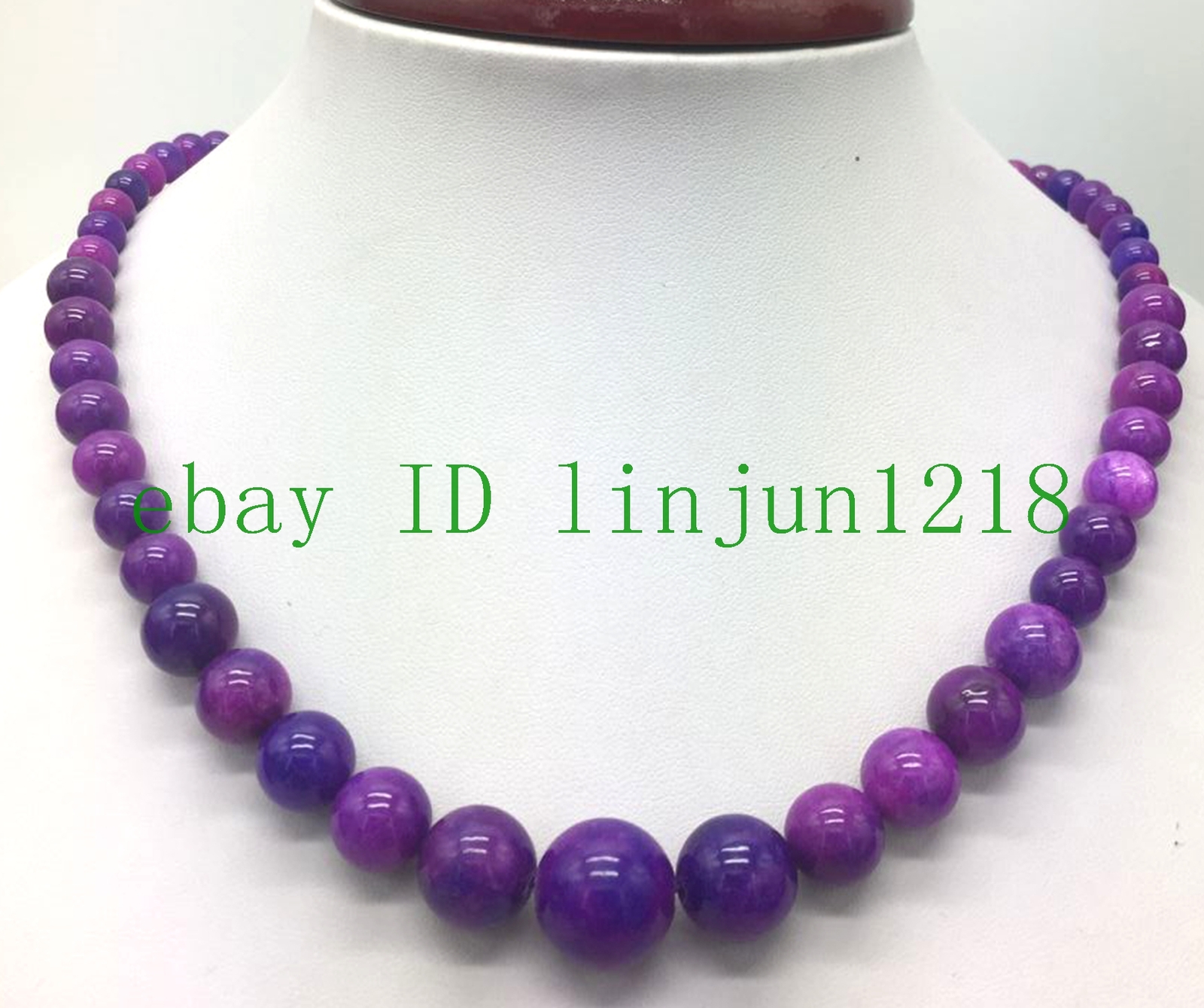 Natural 6-14mm Purple Sugilite Gemstone Beads Necklaces 18″ 925 Silver Clasp