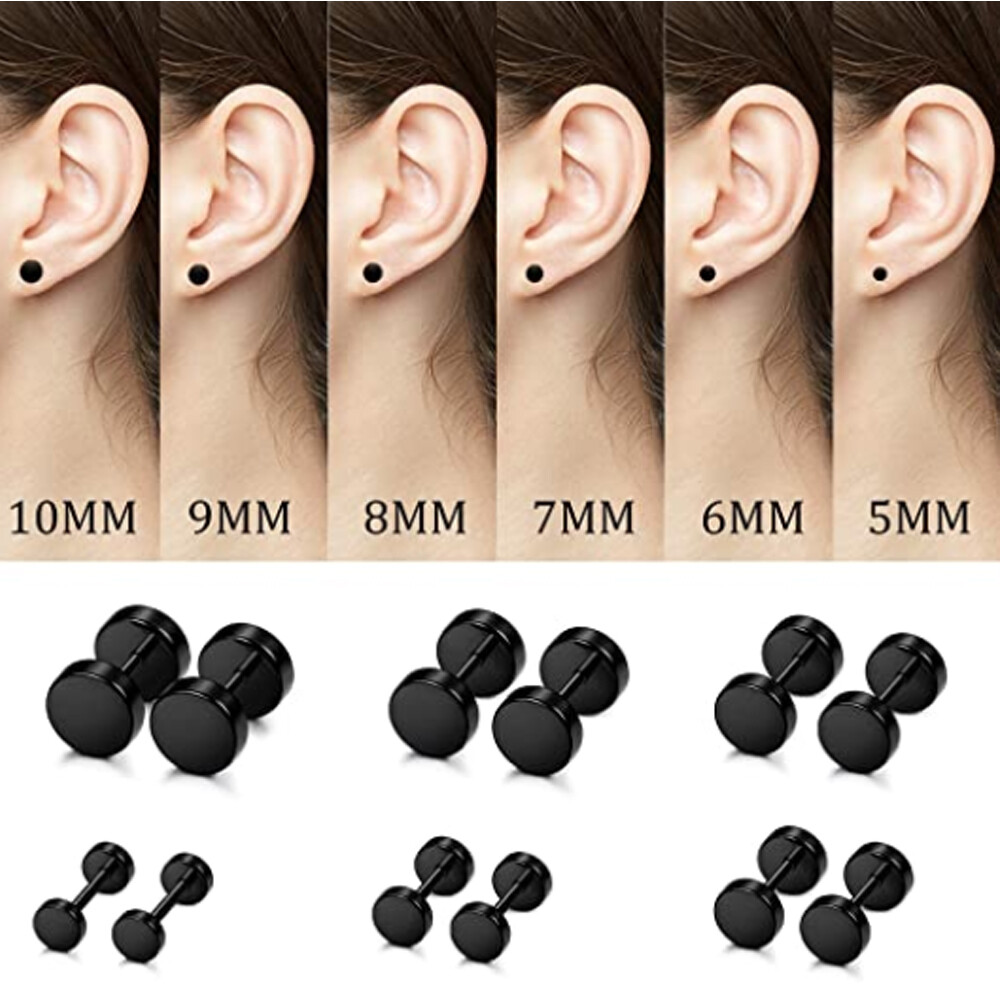 High Polished Surgical Steel Screw Flat Back Disc Stud Earrings for Women Men