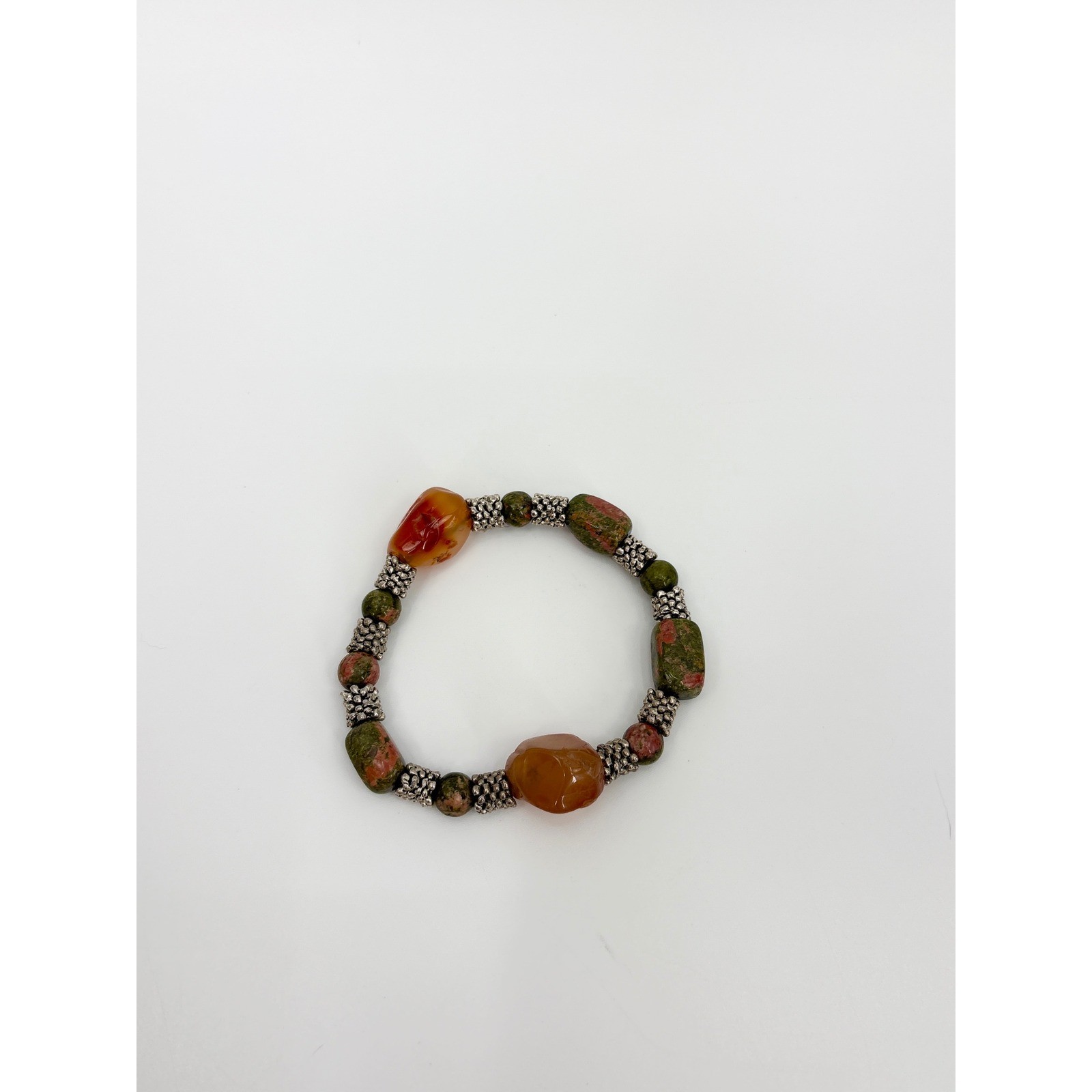 Natural Earth Tone Beaded Spacer Stretch Bracelet Boho Artisan Stackable