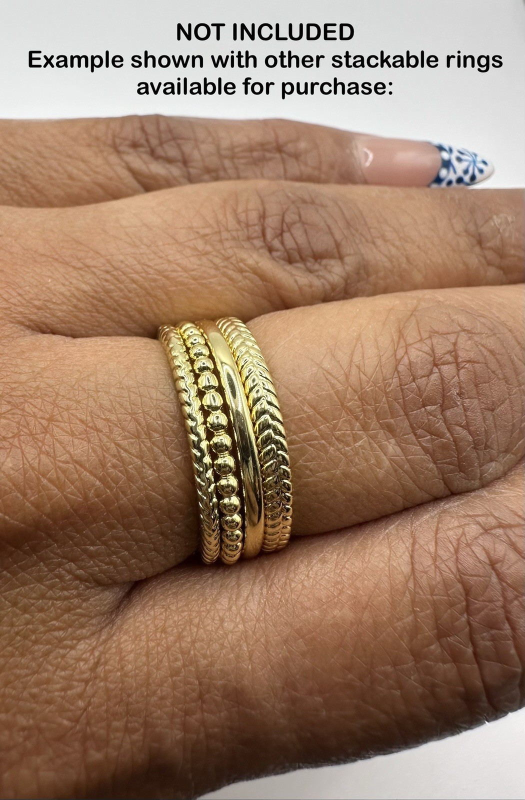 Gold Tone Costume Jewelry Beaded Ball Band Stackable Ring 1.8 mm – Size 9