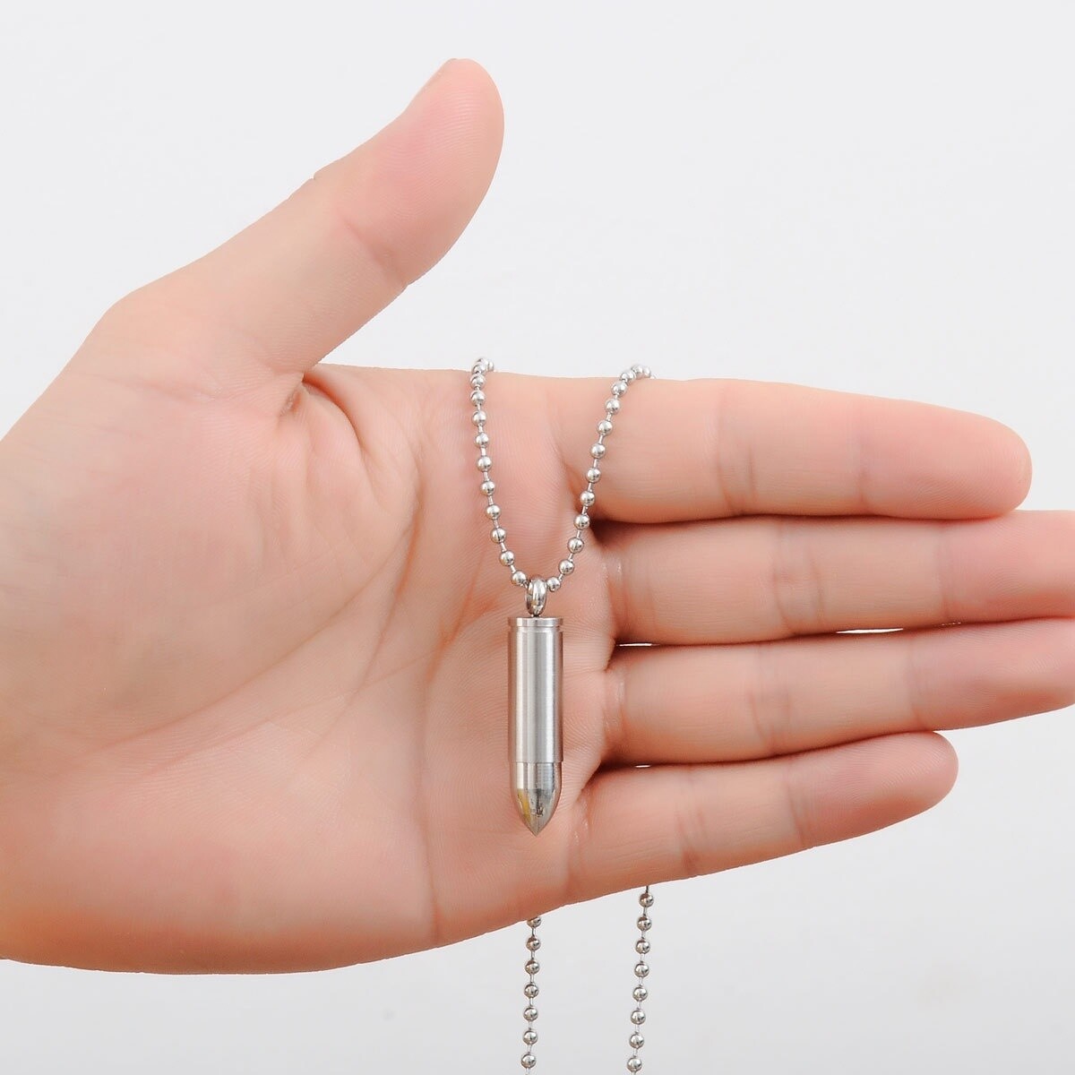 Stainless Steel Opened Available Bullet Necklace Sweater Chain Pill Case Gifts