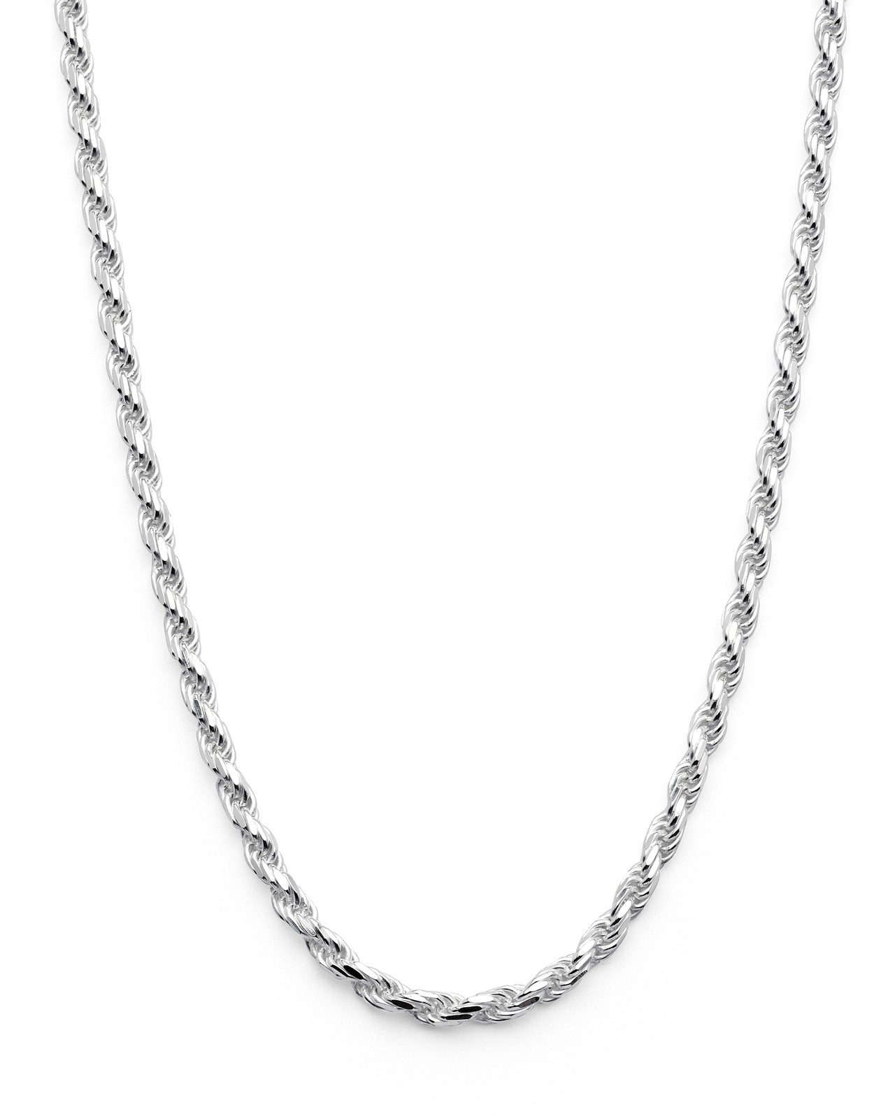 2.3MM Sterling Silver Rope Necklace Chain 16″ 18″ 20″ 22″ 24″ 30″