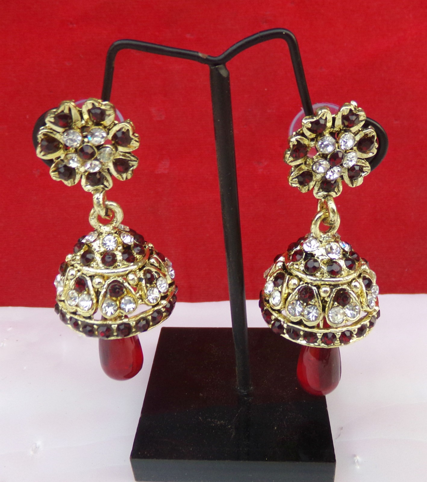 South Indian Traditional Gold Plated Pearl Jhumka Earrings for Girls and Women