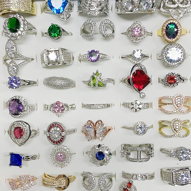 20/100Pcs Wholesale Bulk Lot Women’s Vintage Crystal Metal Jewelry Mixed Rings