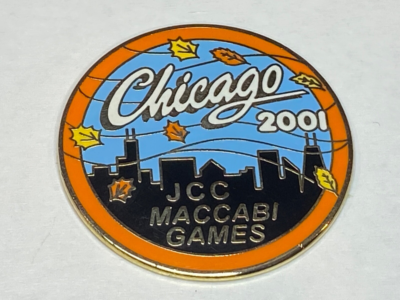 JCC Maccabi Games Jewish Youth Team Sports Enamel Tack Pin Chicago Illinois 2001