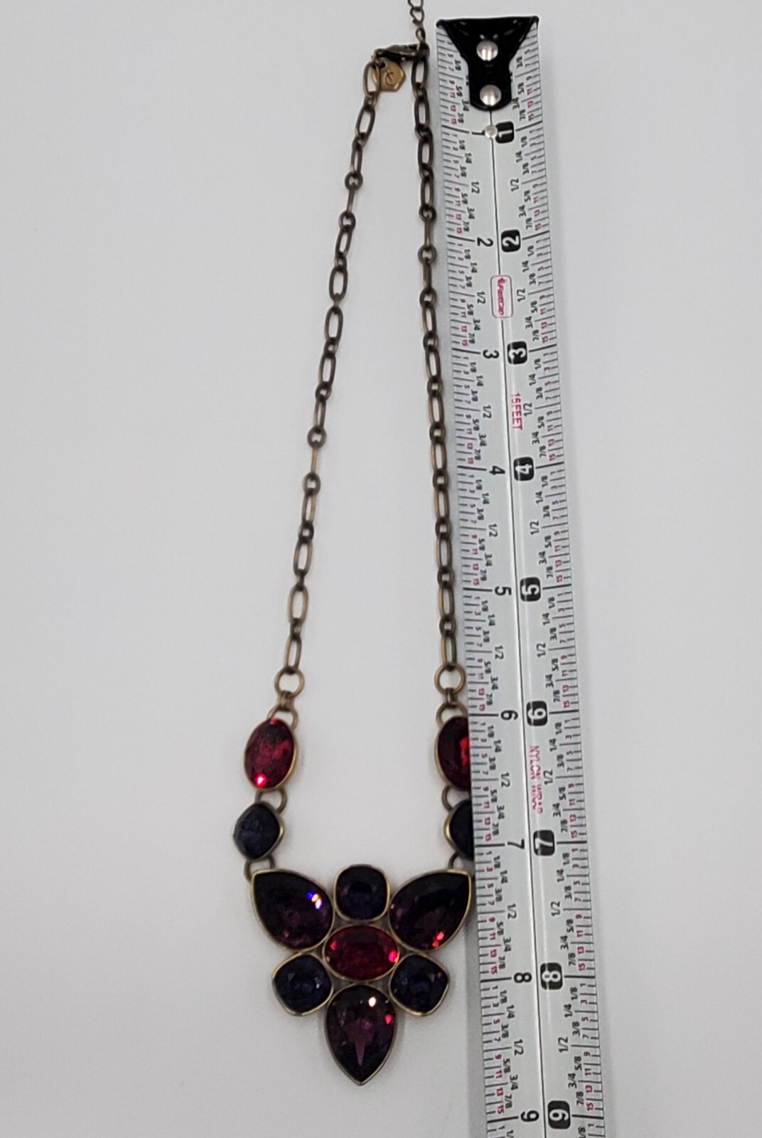 Swarovski Crystal Necklace 18in Brass Tone Red Blue Purple Crystallized TC NEW