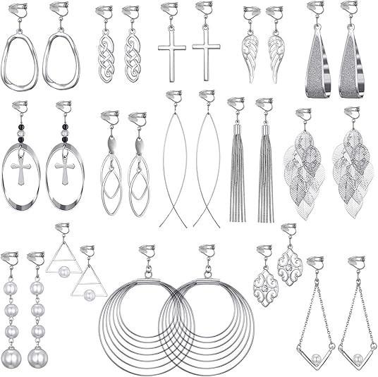 15 Pairs Wholesale Clip on Earrings for Women Trendy,Lightweight Clipon Earrings
