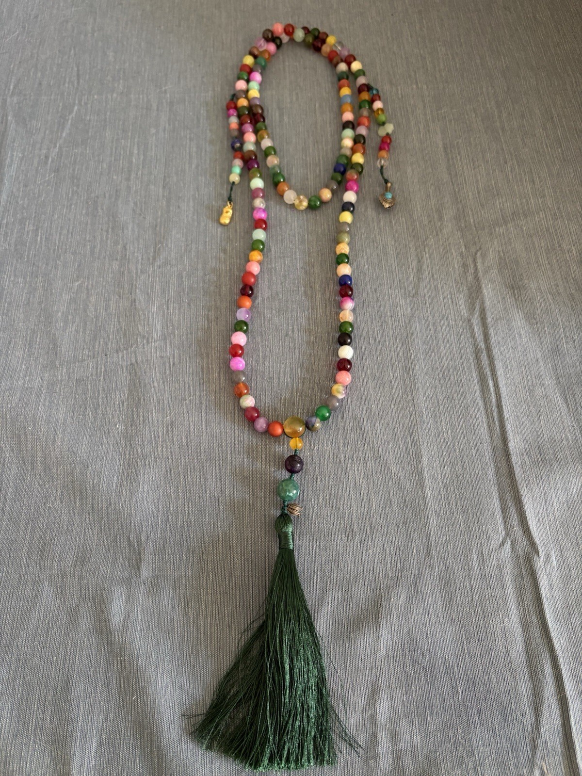 Boho Long Beaded Necklace Multicolor Stone Style Tassel Pendant Statement