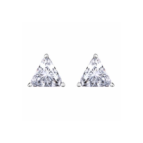 2Ct Trillion Cut Simulated Diamond Solitaire Stud Earring 14K Gold Plated Silver