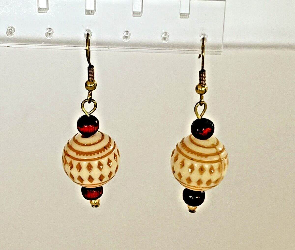 Vintage Artisan Handmade Decorated Beaded Dangle/Drop 2″ 1/4″ Boho