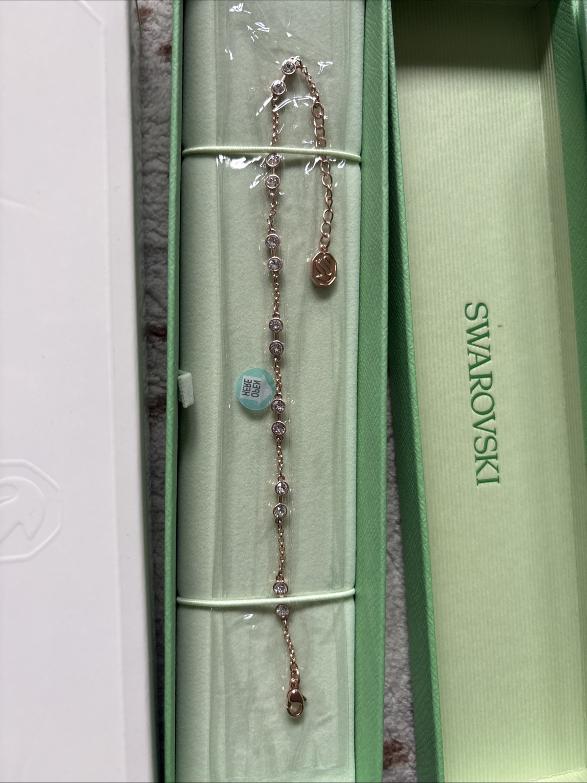 Swarovski Remix Collection strand, Round cut, clear, Rose gold-tone finish