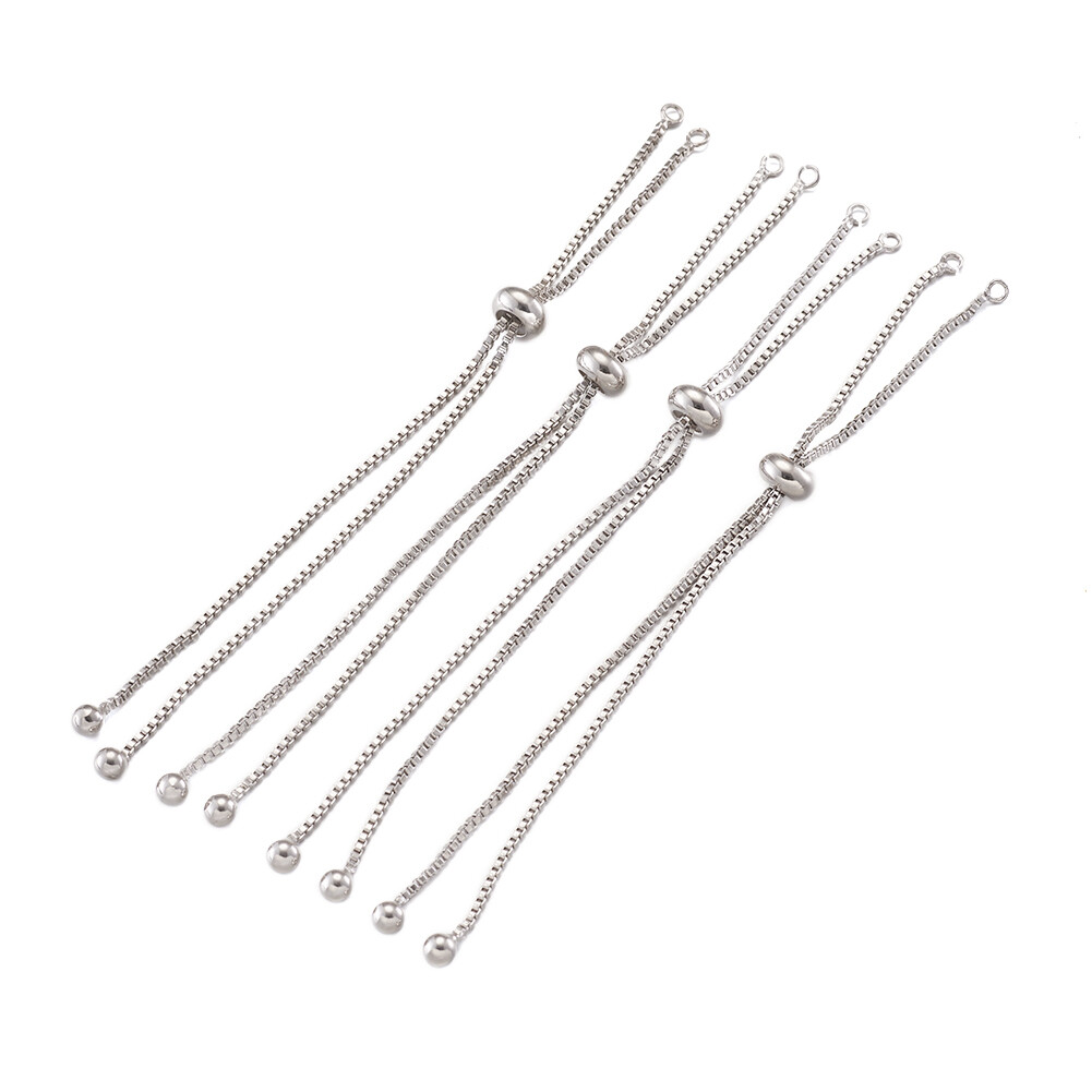 10 Platinum Plated Nickel Free Brass Slide Extender Box Chain Bracelet Making 5″