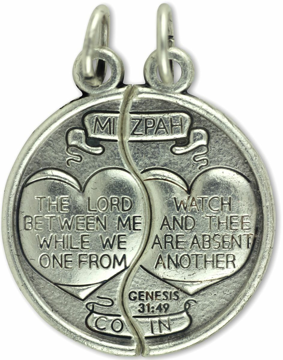 MIZPAH MEDAL NECKLACE PENDANT SET FOR TWO – INCLUDES 2 CHAINS