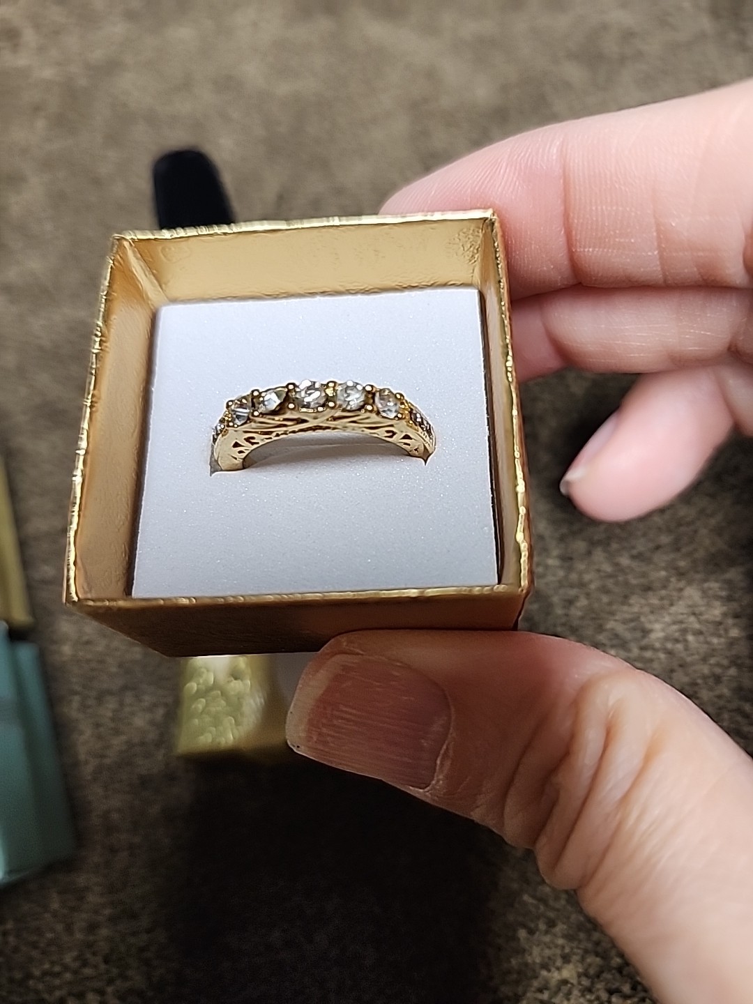 Round Cut Simulated Diamonds In Yellow Gold Plated Ring Sz 7 #180