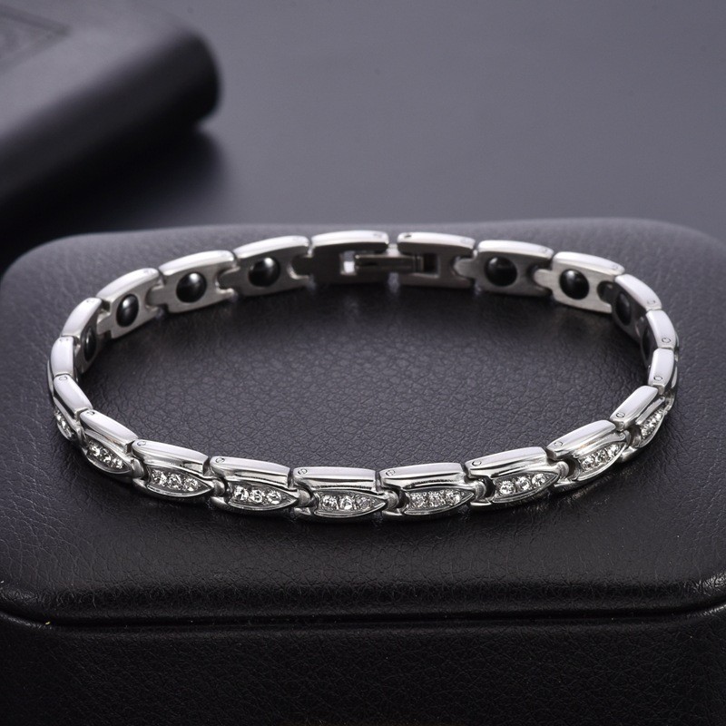 INS Style Titanium Steel Micro Diamond Bracelet with Magnetic Clasp