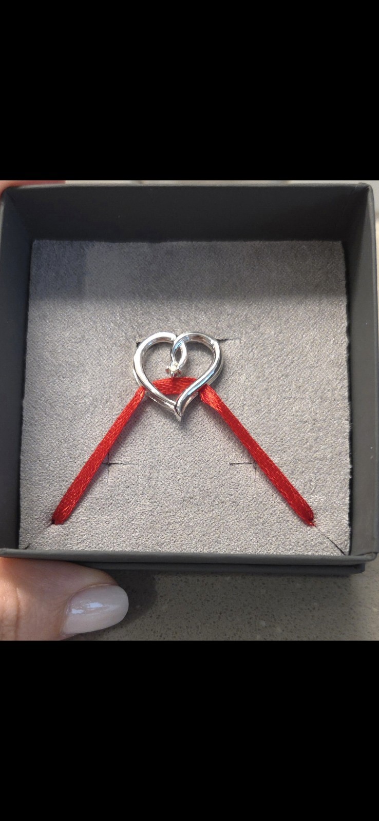 ANGARA Heart Charm Pendant Silver With Lab Grown Center Diamond