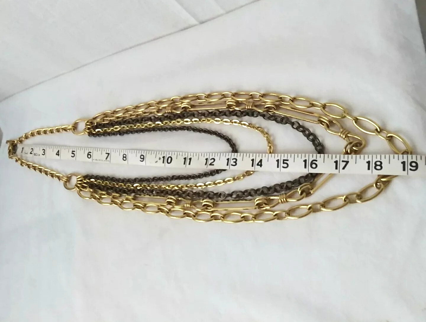 Heavy Gold Tone Multiple 5 Strand Layered Chain Statement Necklace Signed WORTH