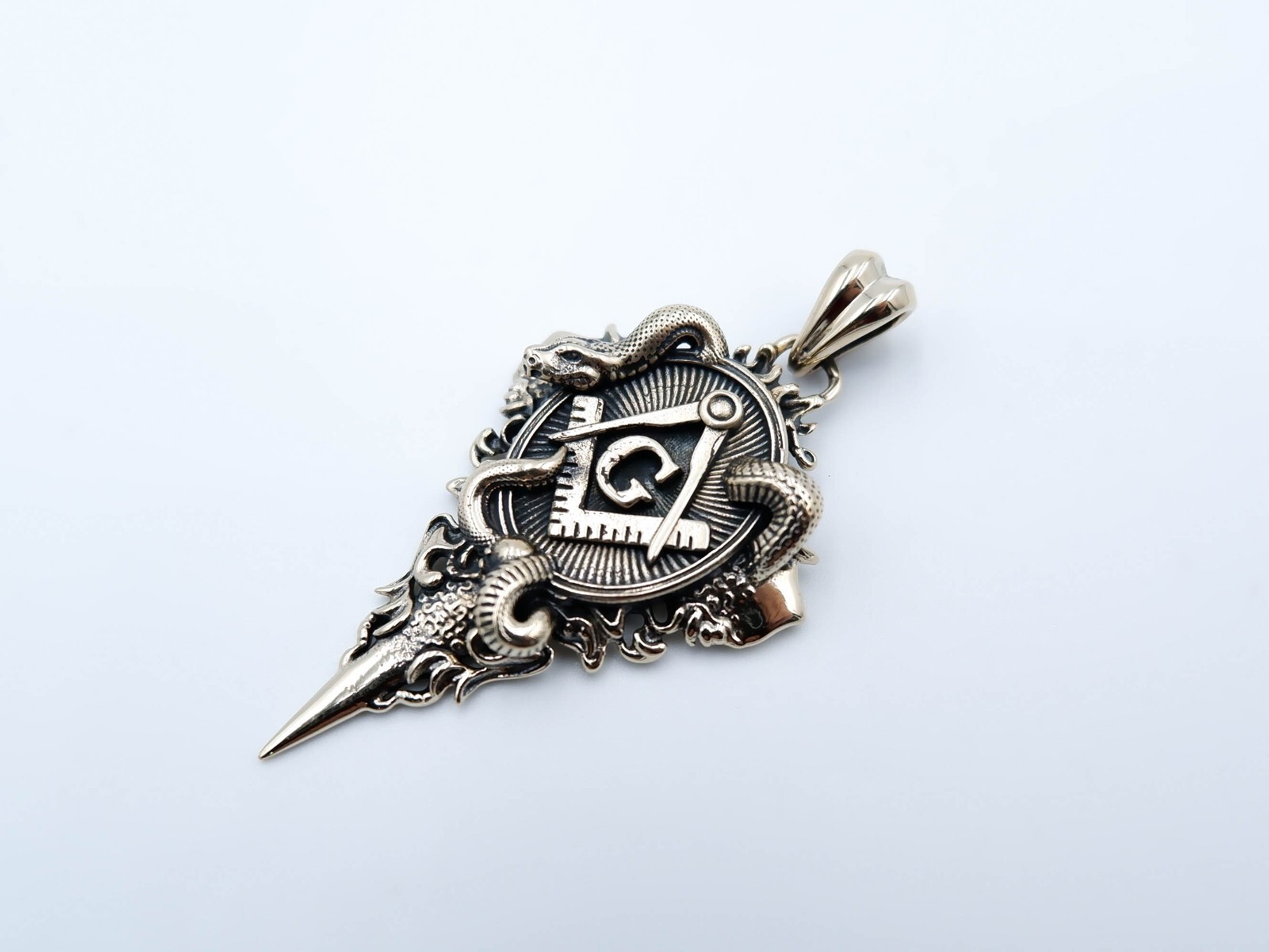 Freemason Masonic Pendant with Snake Master Brass Jewelry