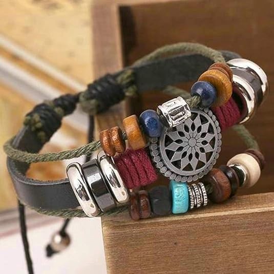 OYEFLY Vintage Bohemia Beaded Bracelet Multilayer Hemp Wrap Jewelry