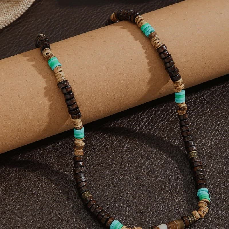 Boho Beaded Necklace Mens Surfer Choker Tribal Retro Handmade Beach Jewelry