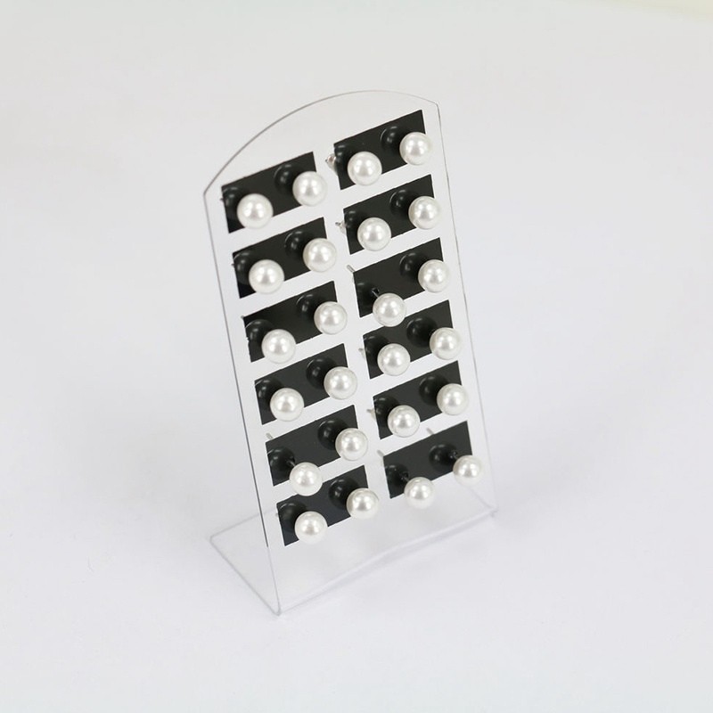 12 Pairs Of Jewelry Imitation Pearl Resin Plastic Ductile Iron Needle Earrings