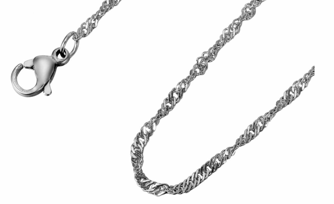 Stainless Steel Water Wave Chain Necklace 55-70 cm length, 2 mm width
