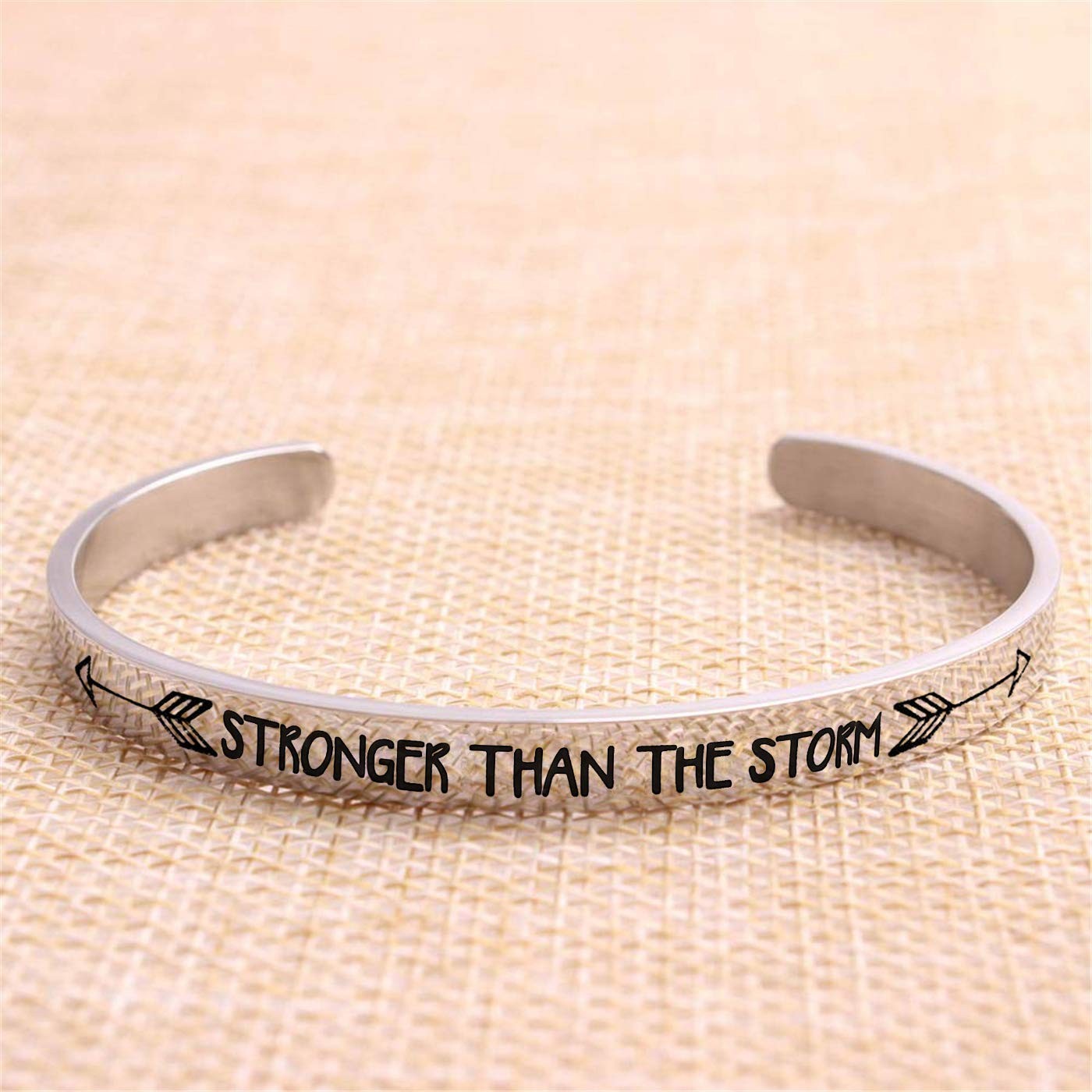Stronger than the Storm Cuff Bracelet, Inspirational Motivational Gift, Friends
