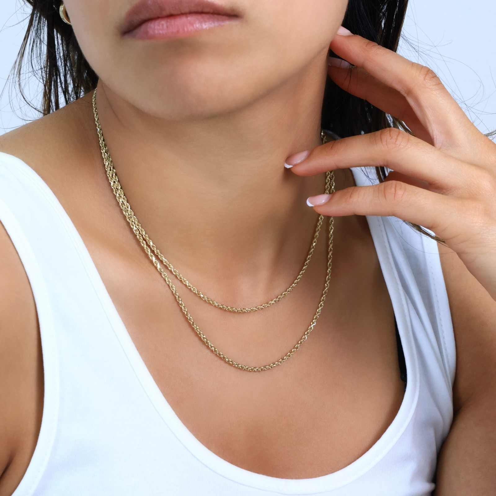 18k Yellow Gold Diamond Cut Rope Chain 2mm-5mm Necklace Mens Womens 16″- 28″