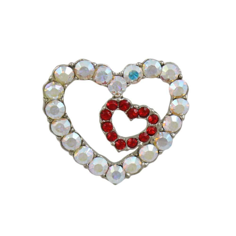 Aurora Borealis with Red Crystal Hearts Brooch Pin – PRH833