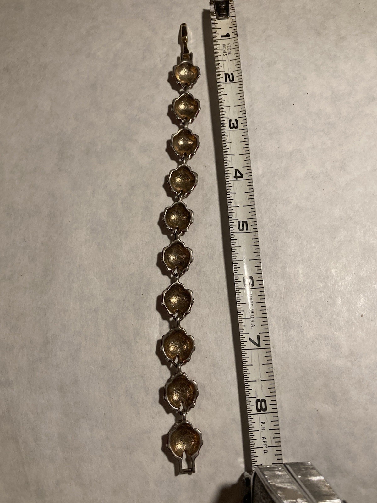 7-1/2” SilverTone Red Enamel Ladybug Link Bracelet