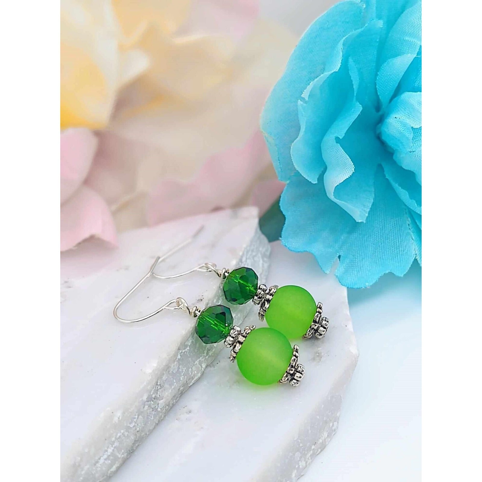 Green Dangle Earrings Gift For Her Drop Earrings Christmas Gift Stocking Stuffer
