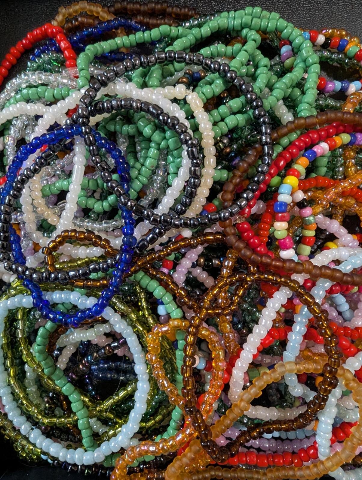 Set of 3 Boho Stackable Strachy Seed Bead Bracelets. Festival Bracelet.