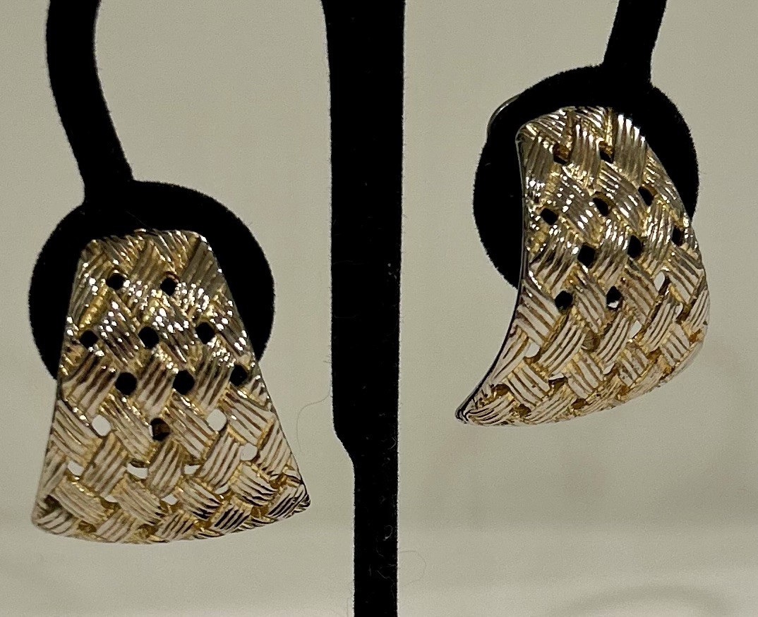 Braided Hair Gold Toned Clip On Earrings
