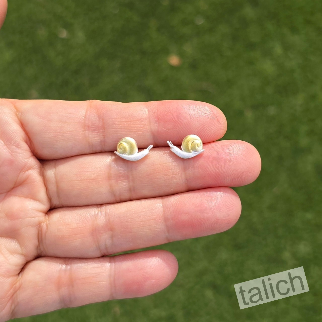 Gold Plated 925 Sterling Silver Small Snail Stud Earrings Lightweight Unique Fun